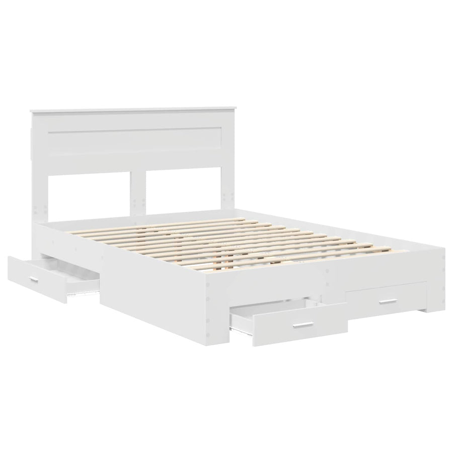 Bedframe met lade met hoofdeinde met opslag Bewerkt hout