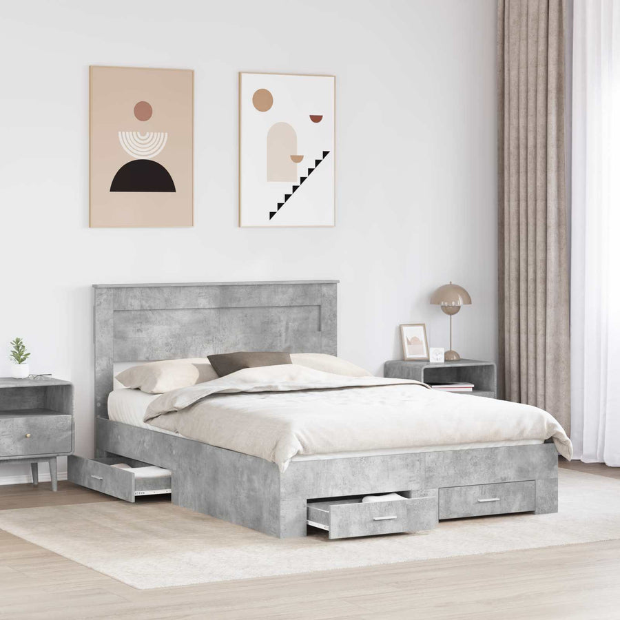 Bedframe met lade met hoofdeinde met opslag Bewerkt hout