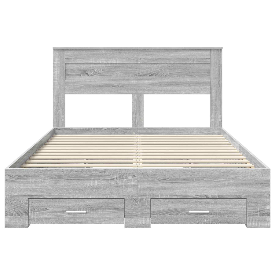 Bedframe met lade met hoofdeinde met opslag Bewerkt hout
