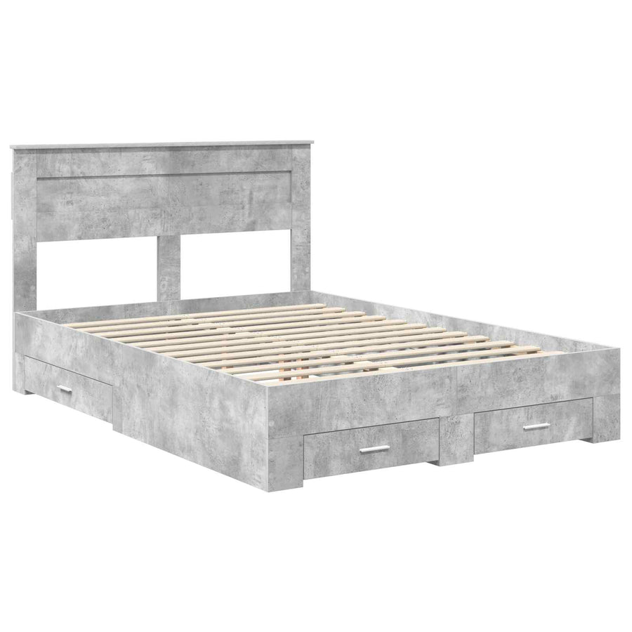 Bedframe met lade met hoofdeinde met opslag Bewerkt hout