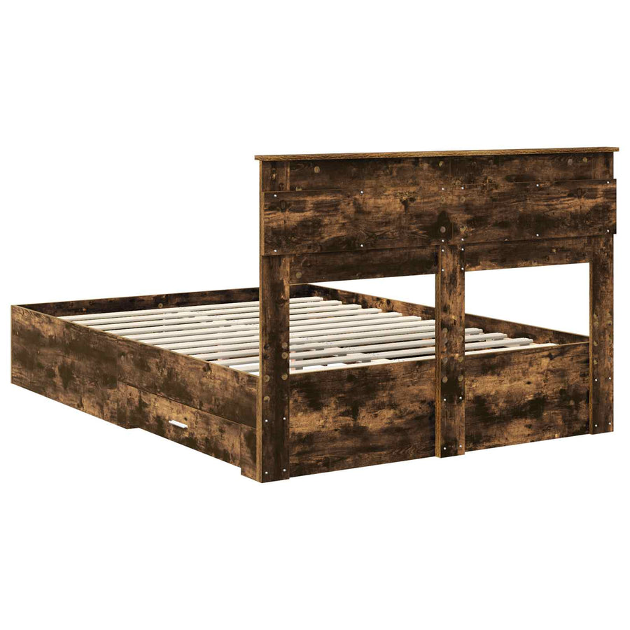 Bedframe met hoofdeinde Gerookt eiken 150 x 200 cm Bewerkt hout