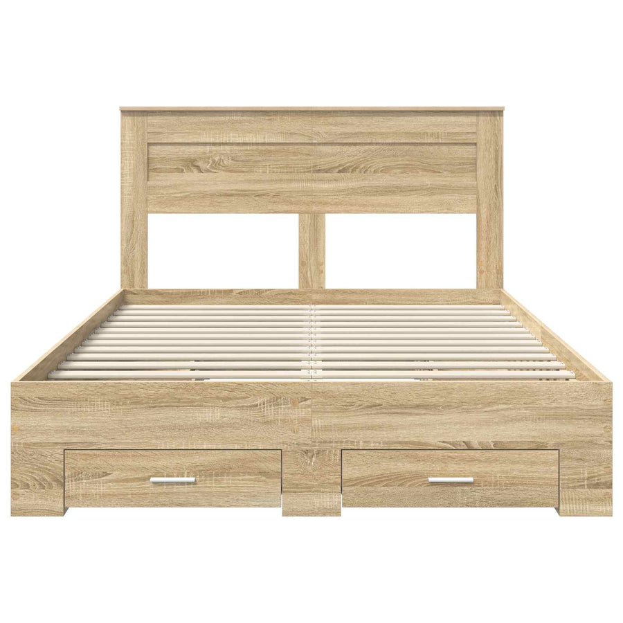 Bedframe met lade met hoofdeinde met opslag Bewerkt hout
