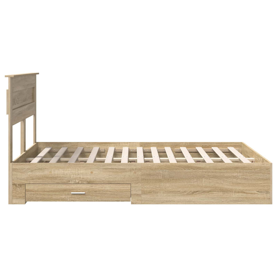Bedframe met lade met hoofdeinde met opslag Bewerkt hout