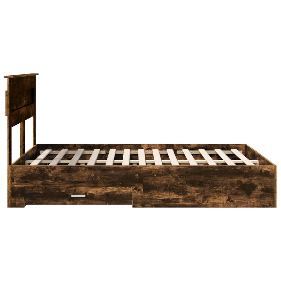 Bedframe met lade met hoofdeinde met opslag Bewerkt hout