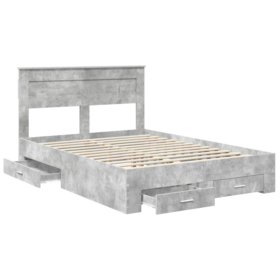 Bedframe met lade met hoofdeinde met opslag Bewerkt hout