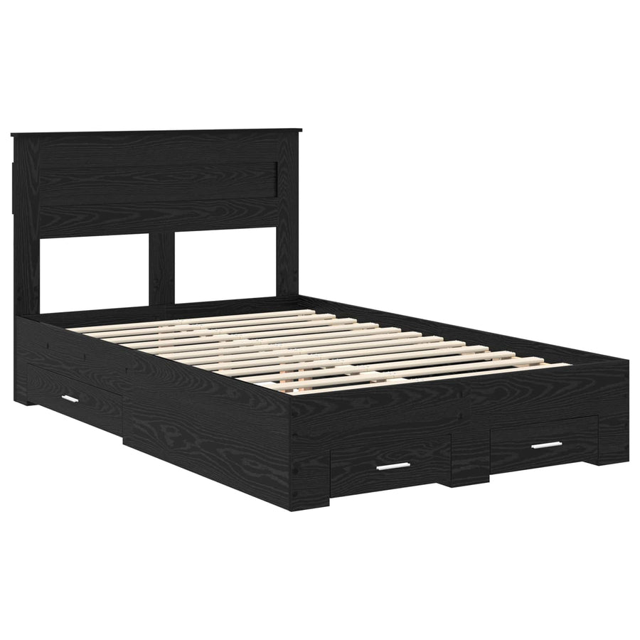 Bedframe met lade met hoofdeinde met opslag Bewerkt hout