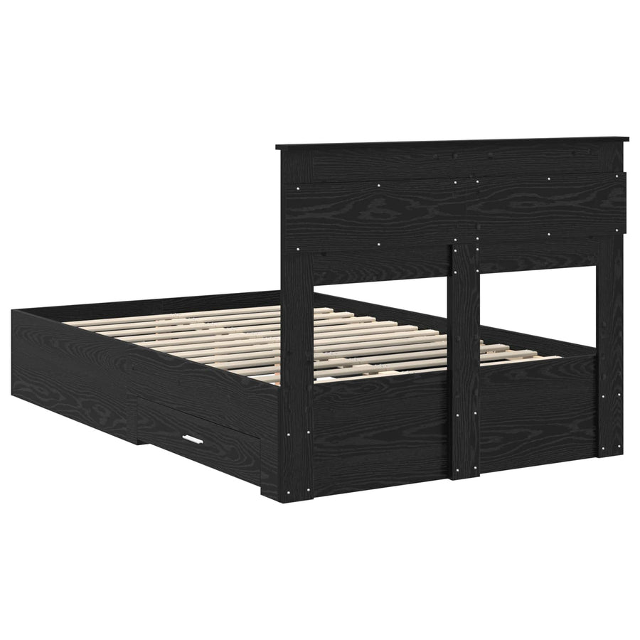 Bedframe met lade met hoofdeinde met opslag Bewerkt hout