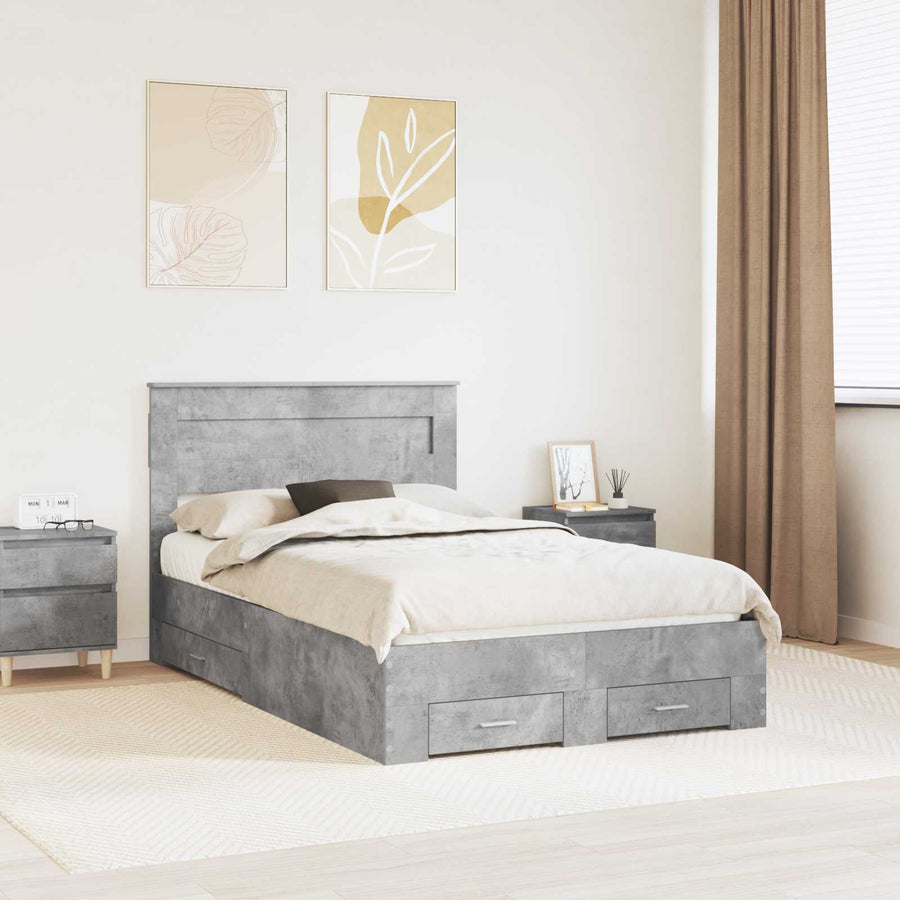 Bedframe met lade met hoofdeinde met opslag Bewerkt hout