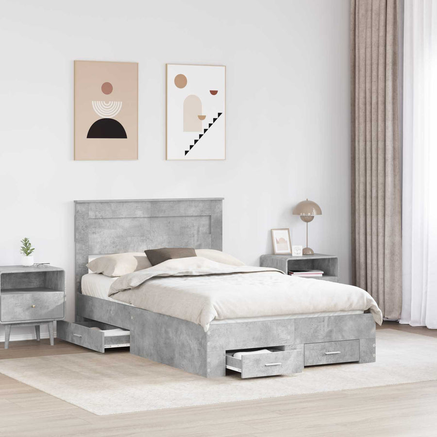Bedframe met lade met hoofdeinde met opslag Bewerkt hout