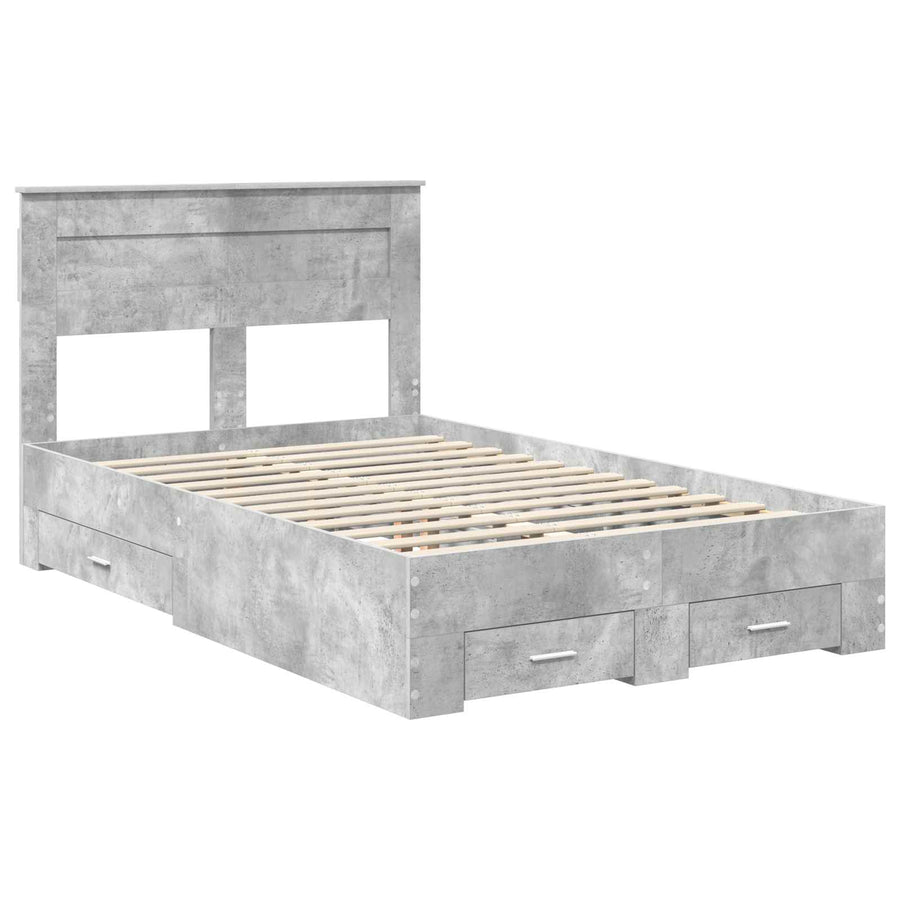 Bedframe met lade met hoofdeinde met opslag Bewerkt hout