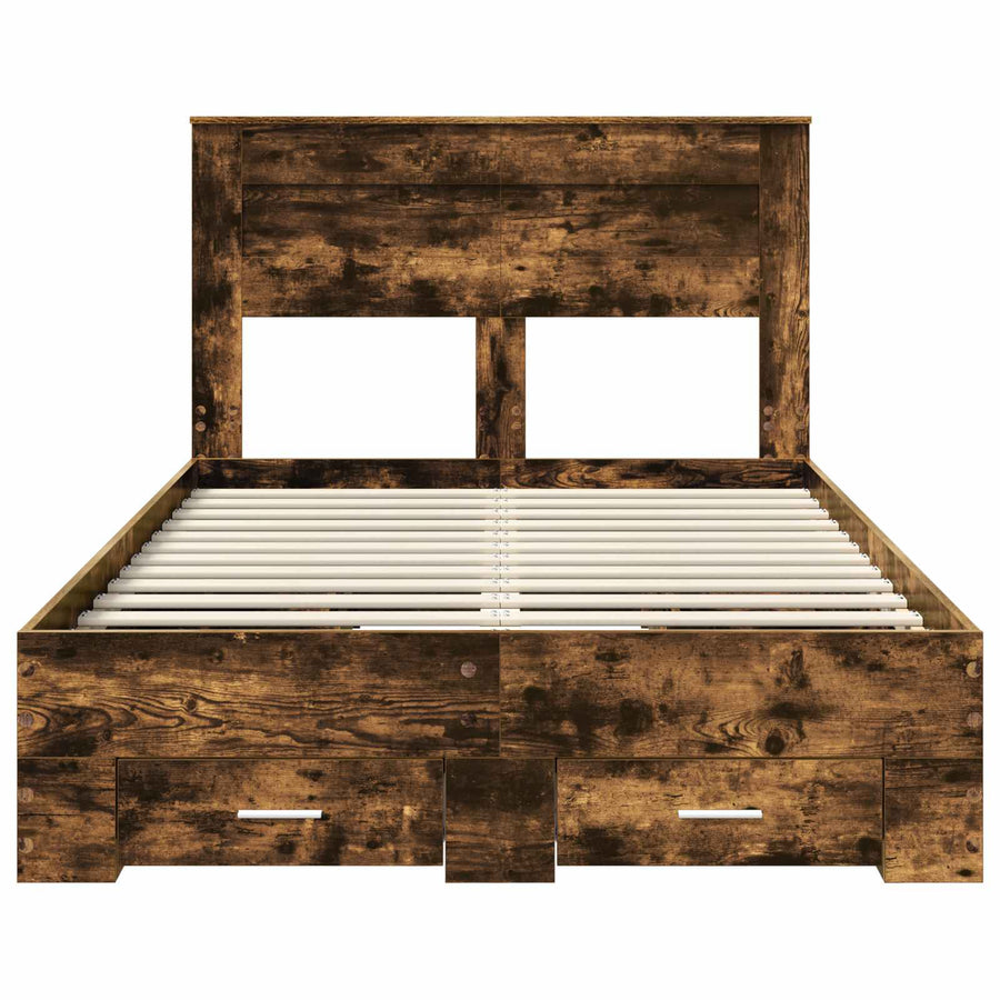 Bedframe met lade met hoofdeinde met opslag Bewerkt hout