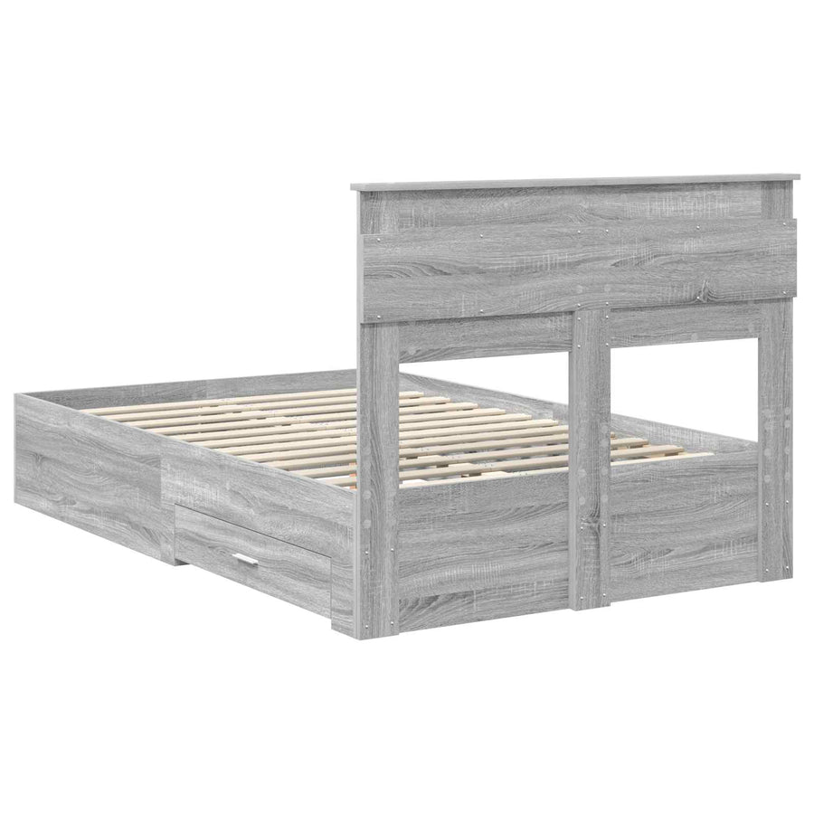 Bedframe met lade met hoofdeinde met opslag Bewerkt hout