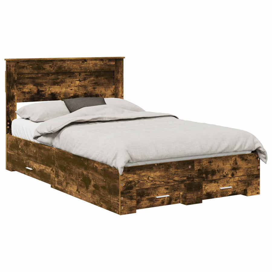 Bedframe met lade met hoofdeinde met opslag Bewerkt hout