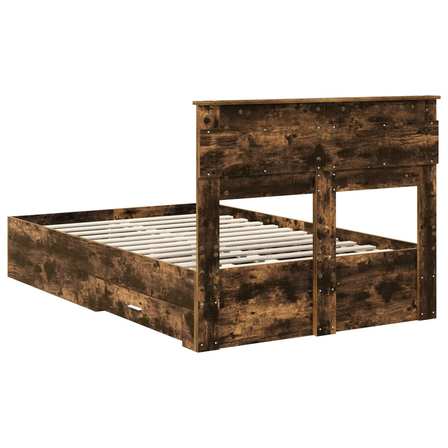 Bedframe met lade met hoofdeinde met opslag Bewerkt hout