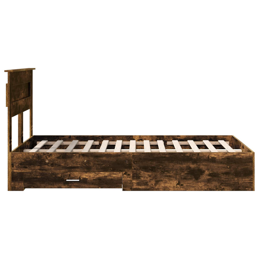 Bedframe met lade met hoofdeinde met opslag Bewerkt hout