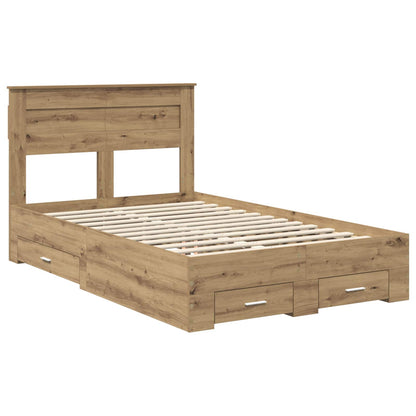 Bedframe met lade met hoofdeinde met opslag Bewerkt hout