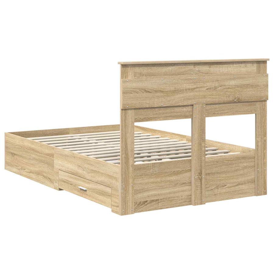 Bedframe met lade met hoofdeinde met opslag Bewerkt hout
