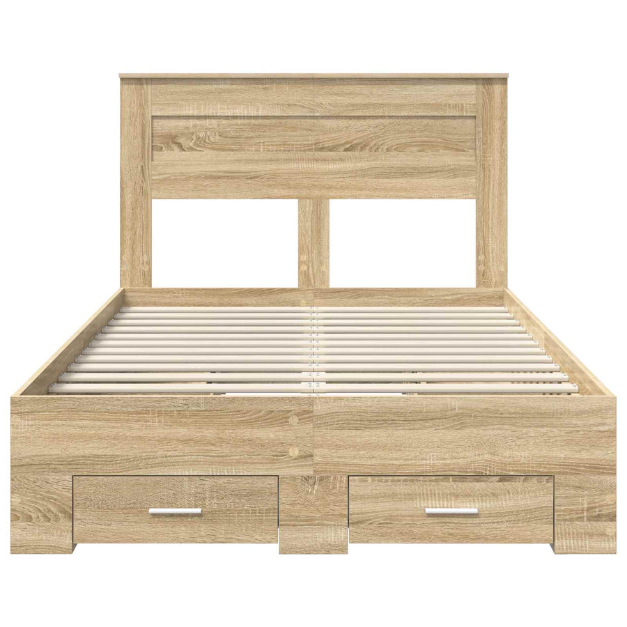 Bedframe met lade met hoofdeinde met opslag Bewerkt hout
