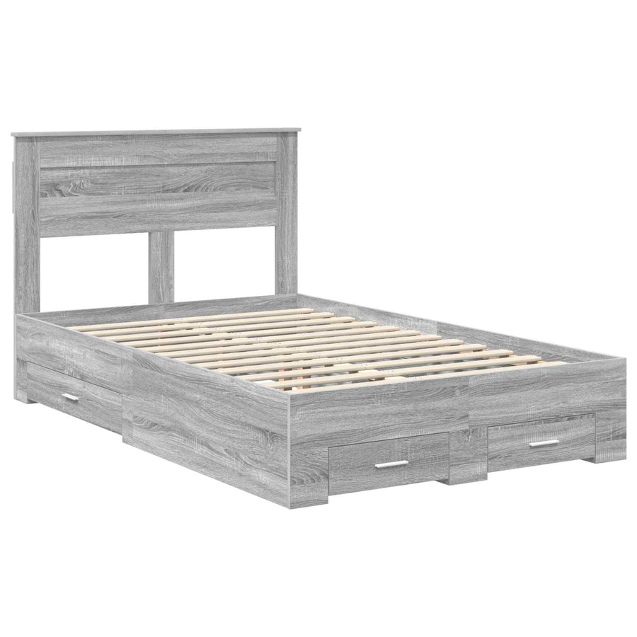Bedframe met lade met hoofdeinde met opslag Bewerkt hout