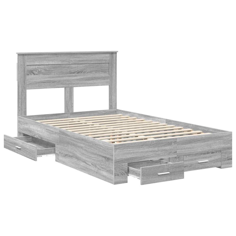 Bedframe met lade met hoofdeinde met opslag Bewerkt hout