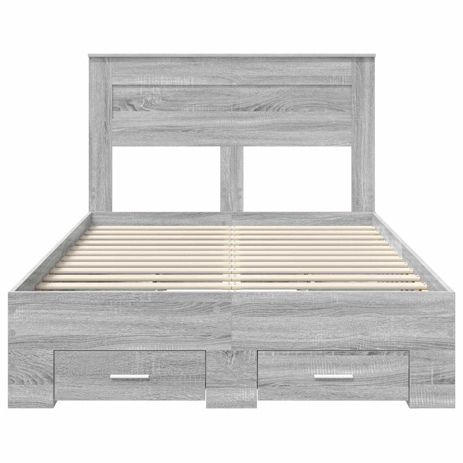 Bedframe met lade met hoofdeinde met opslag Bewerkt hout
