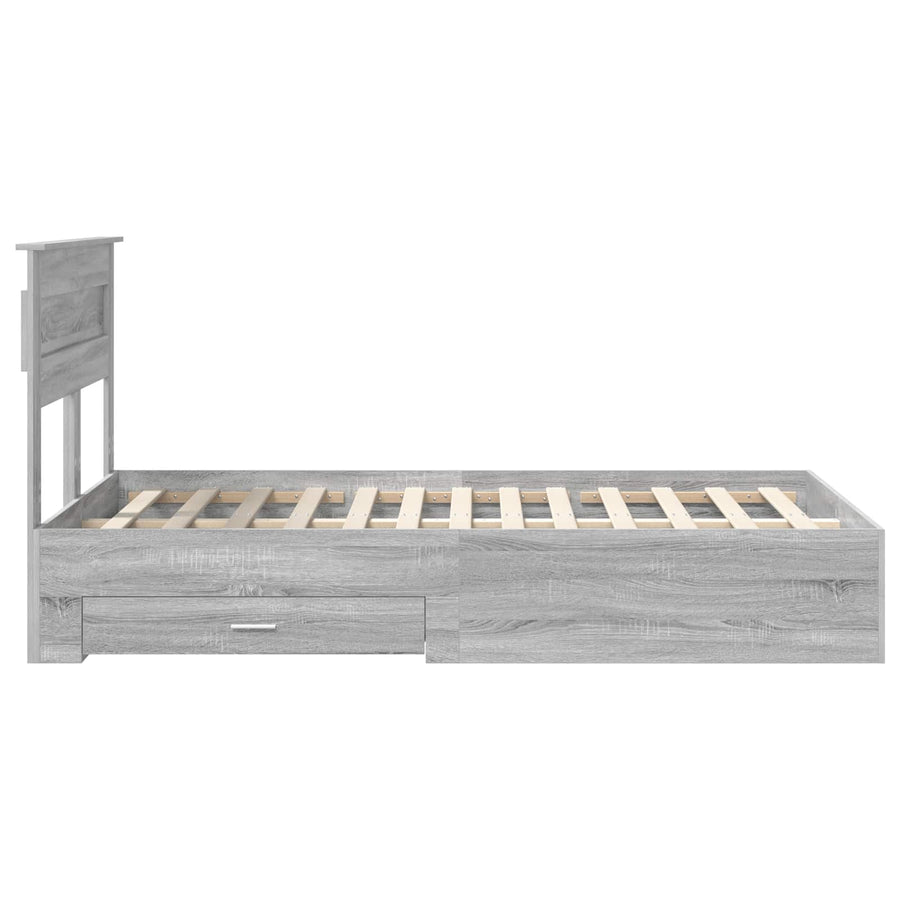 Bedframe met lade met hoofdeinde met opslag Bewerkt hout