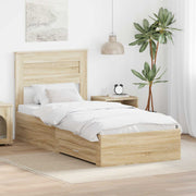 Bedframe 100x200 cm Sonoma eiken bewerkt hout met lades
