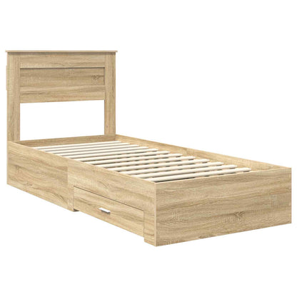 Bedframe met hoofdeinde Sonoma Eiken 100 x 200 cm Bewerkt hout