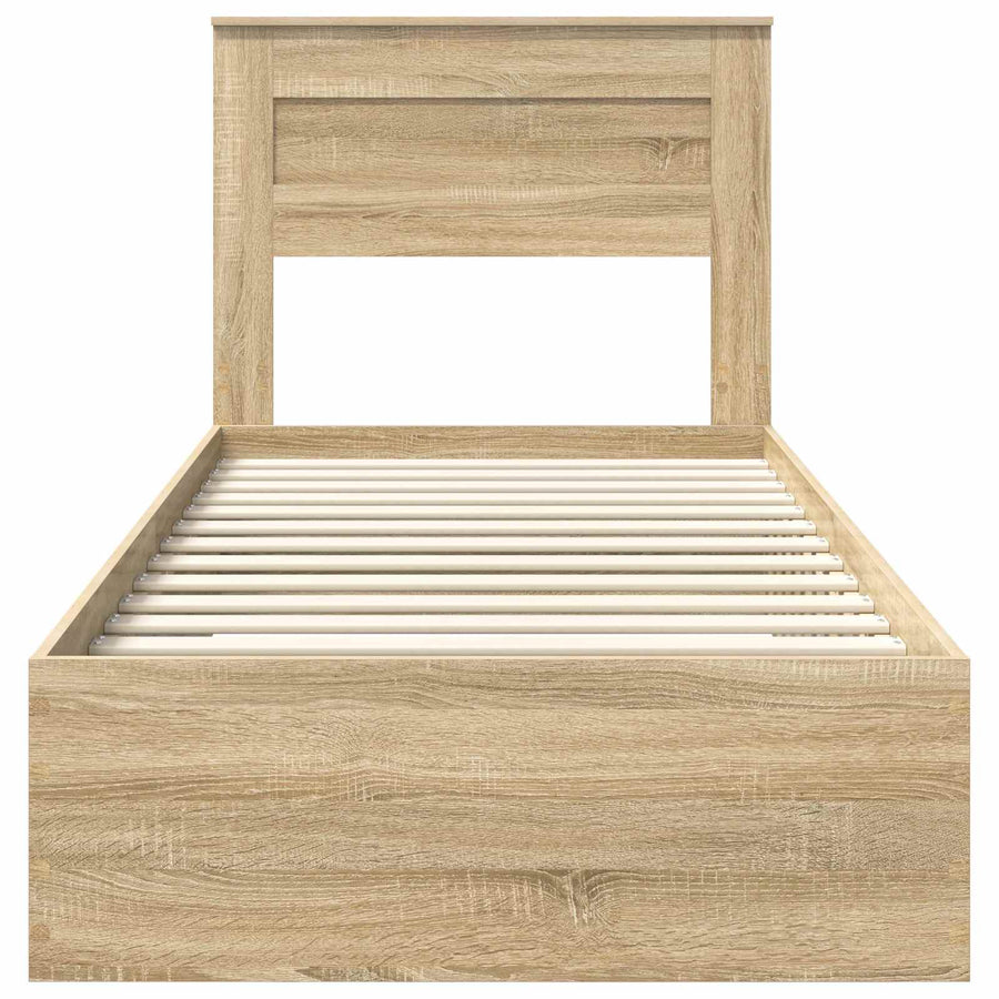 Bedframe met hoofdeinde Sonoma Eiken 100 x 200 cm Bewerkt hout
