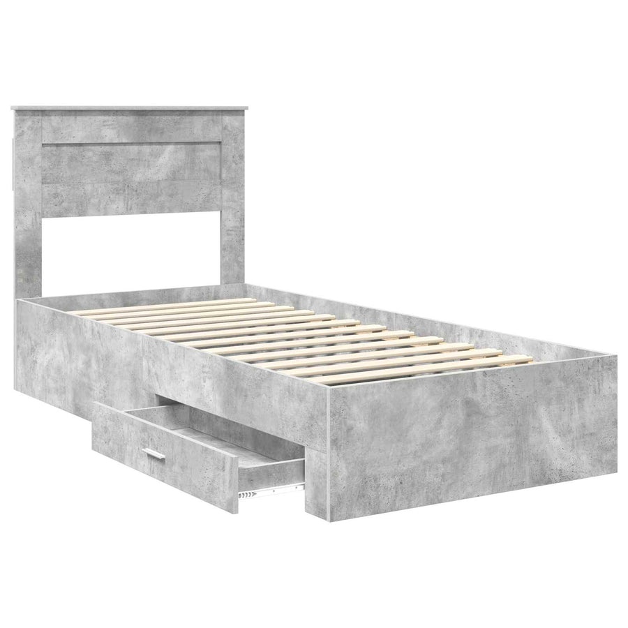 Bedframe met hoofdeinde Beton Grijs 100 x 200 cm Bewerkt hout