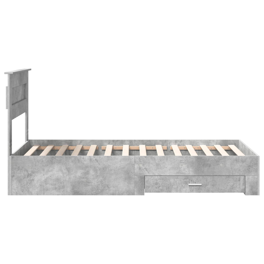 Bedframe met hoofdeinde Beton Grijs 100 x 200 cm Bewerkt hout