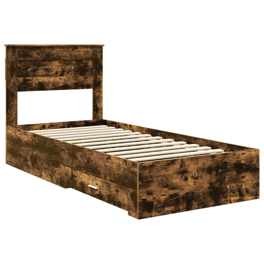Bedframe met lade met hoofdeinde met opslag Bewerkt hout