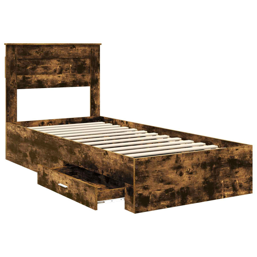 Bedframe met lade met hoofdeinde met opslag Bewerkt hout