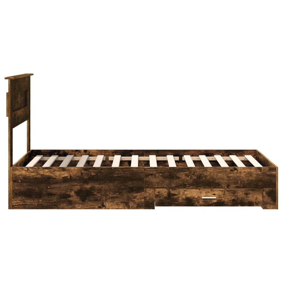 Bedframe met lade met hoofdeinde met opslag Bewerkt hout