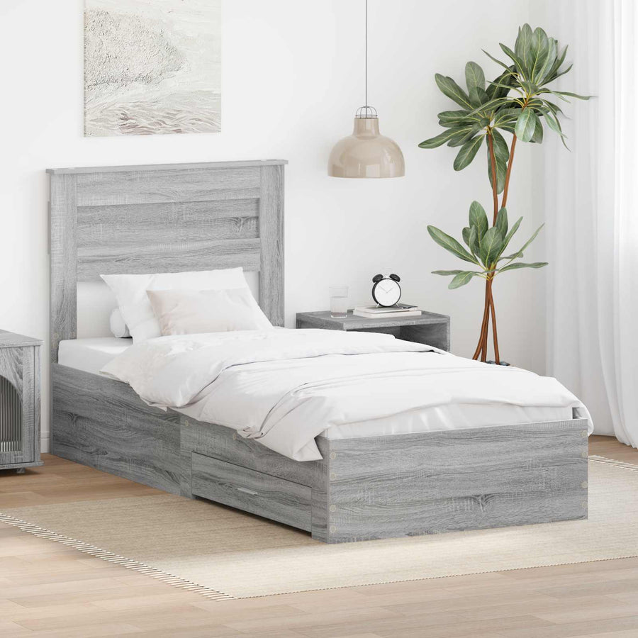Bedframe met lade met hoofdeinde met opslag Bewerkt hout