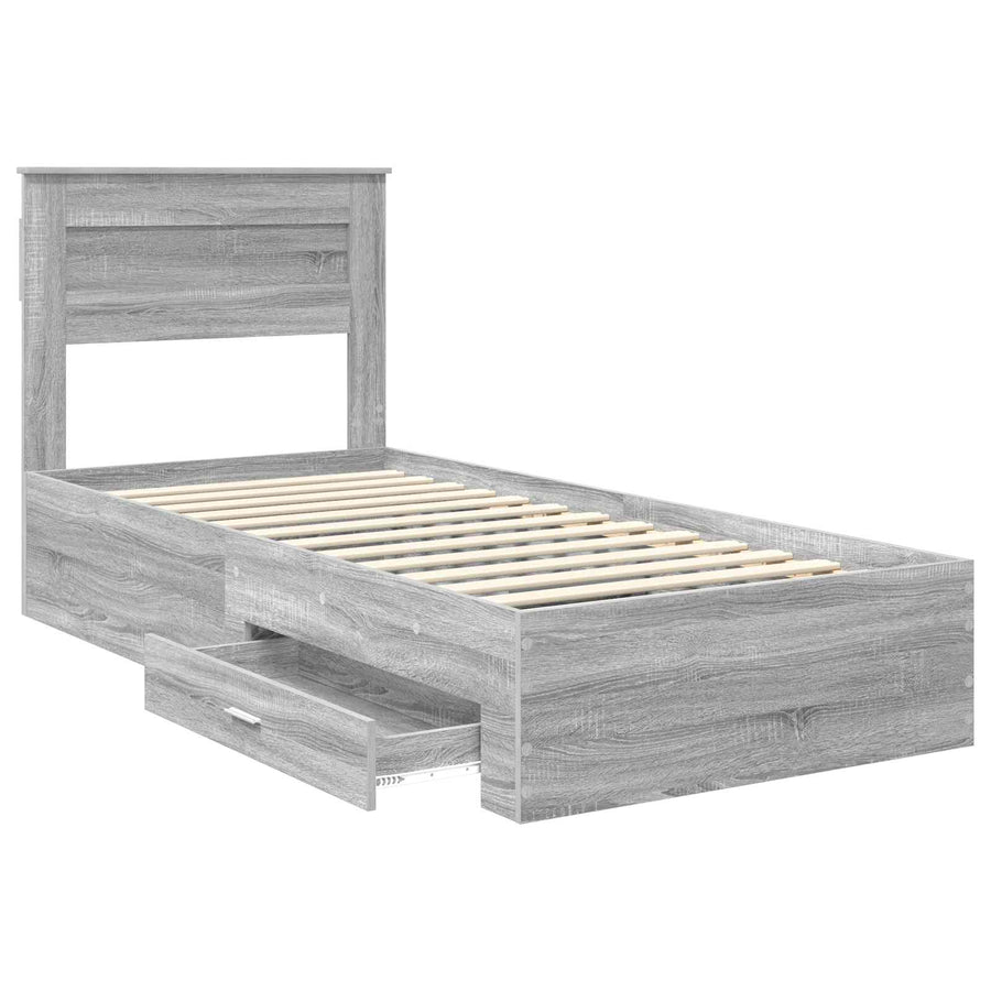 Bedframe met lade met hoofdeinde met opslag Bewerkt hout