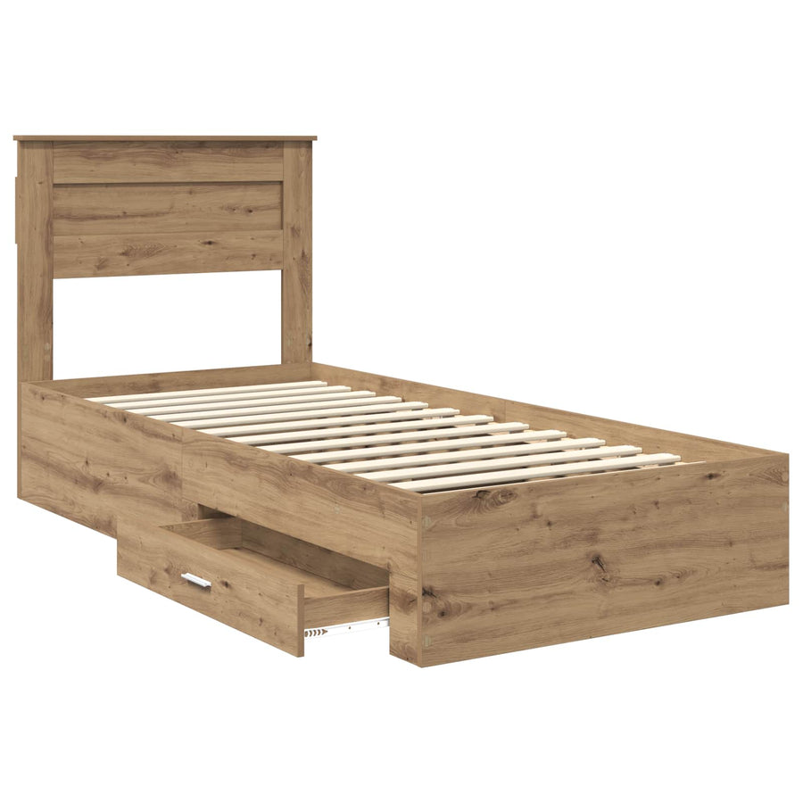 Bedframe met lade met hoofdeinde met opslag Bewerkt hout