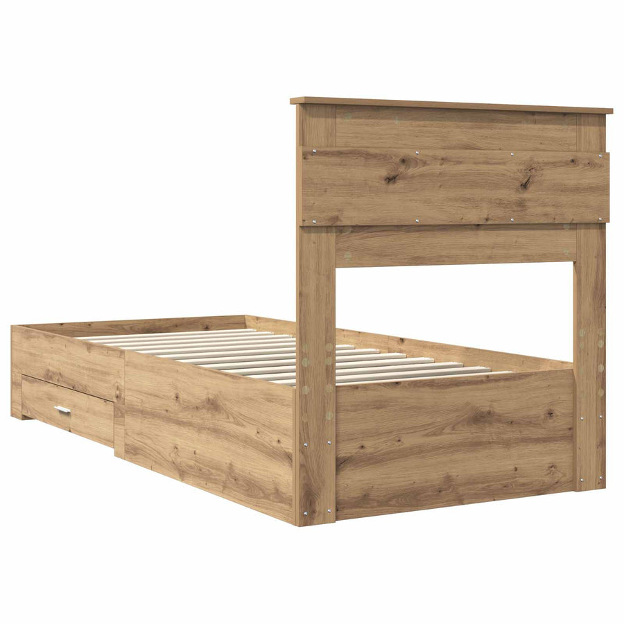 Bedframe met lade met hoofdeinde met opslag Bewerkt hout