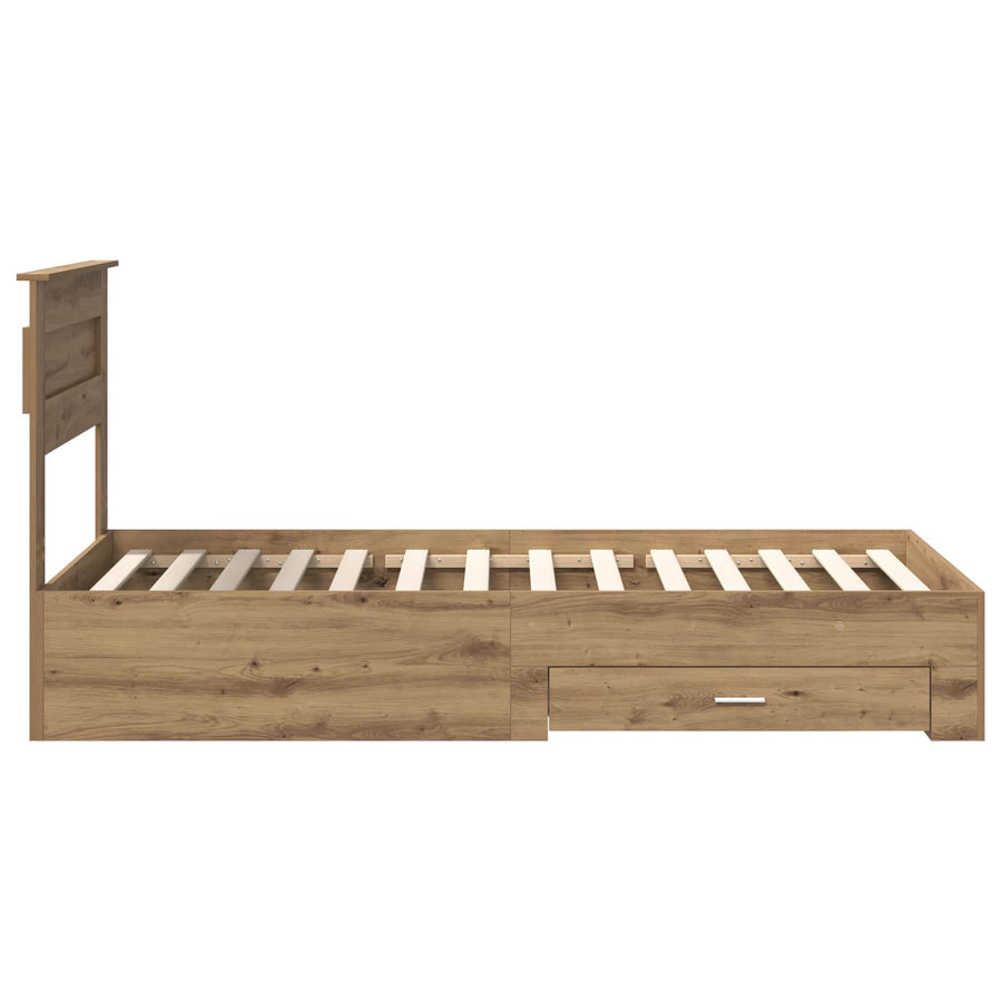 Bedframe met lade met hoofdeinde met opslag Bewerkt hout