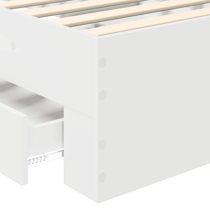 Bedframe met hoofdeinde met lade Wit 90 x 190 cm Bewerkt hout