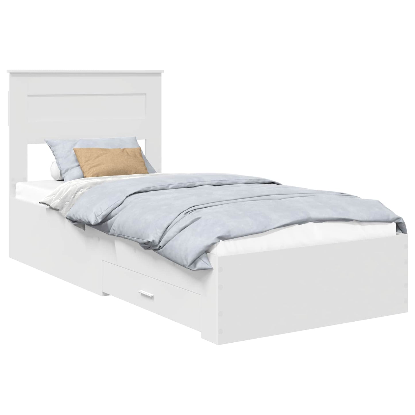 Bedframe met hoofdeinde met lade Wit 90 x 190 cm Bewerkt hout