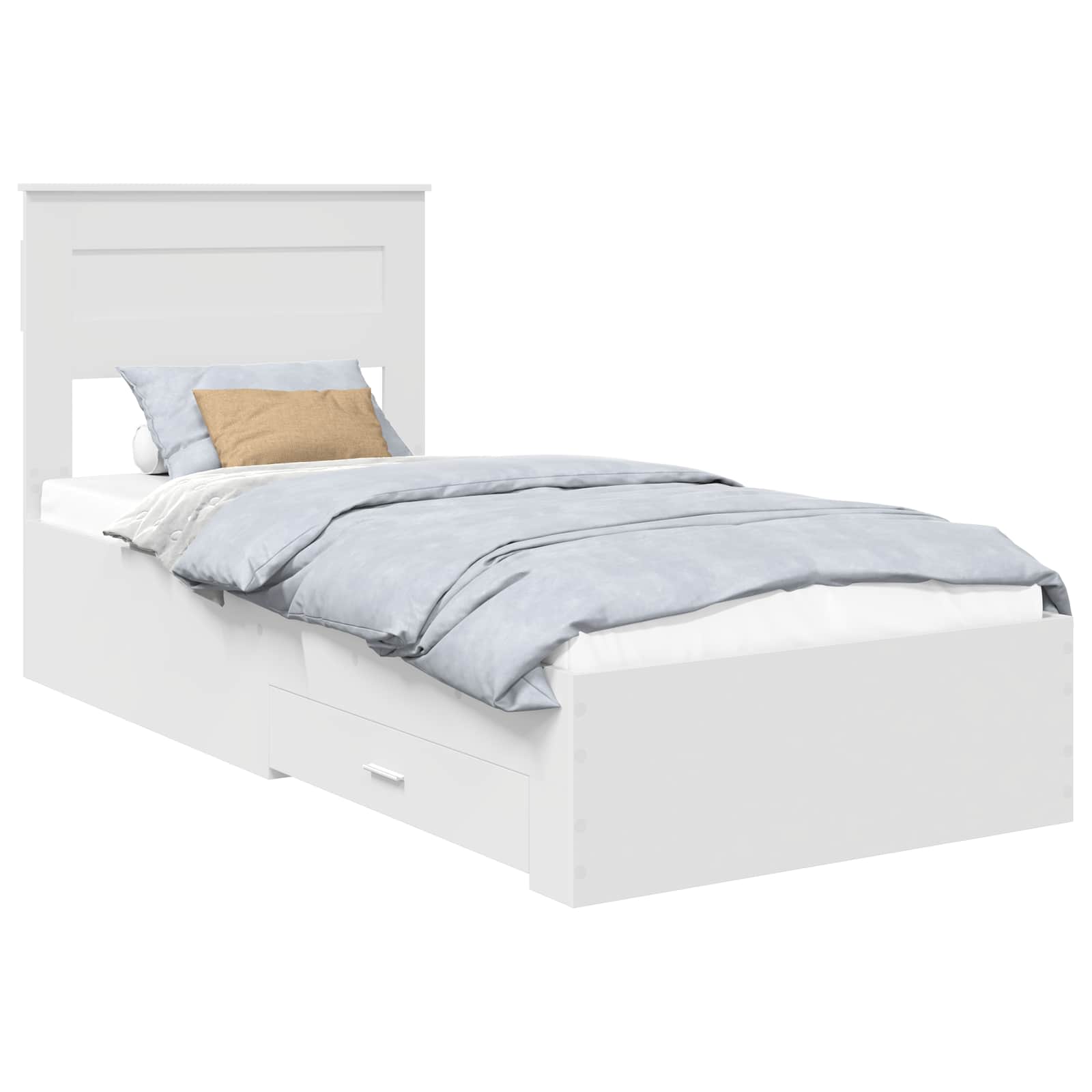 Bedframe met hoofdeinde met lade Wit 90 x 190 cm Bewerkt hout