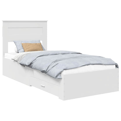 Bedframe met hoofdeinde met lade Wit 90 x 190 cm Bewerkt hout
