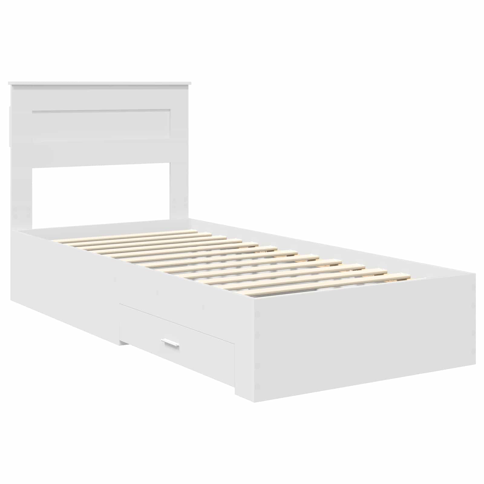 Bedframe met hoofdeinde met lade Wit 90 x 190 cm Bewerkt hout