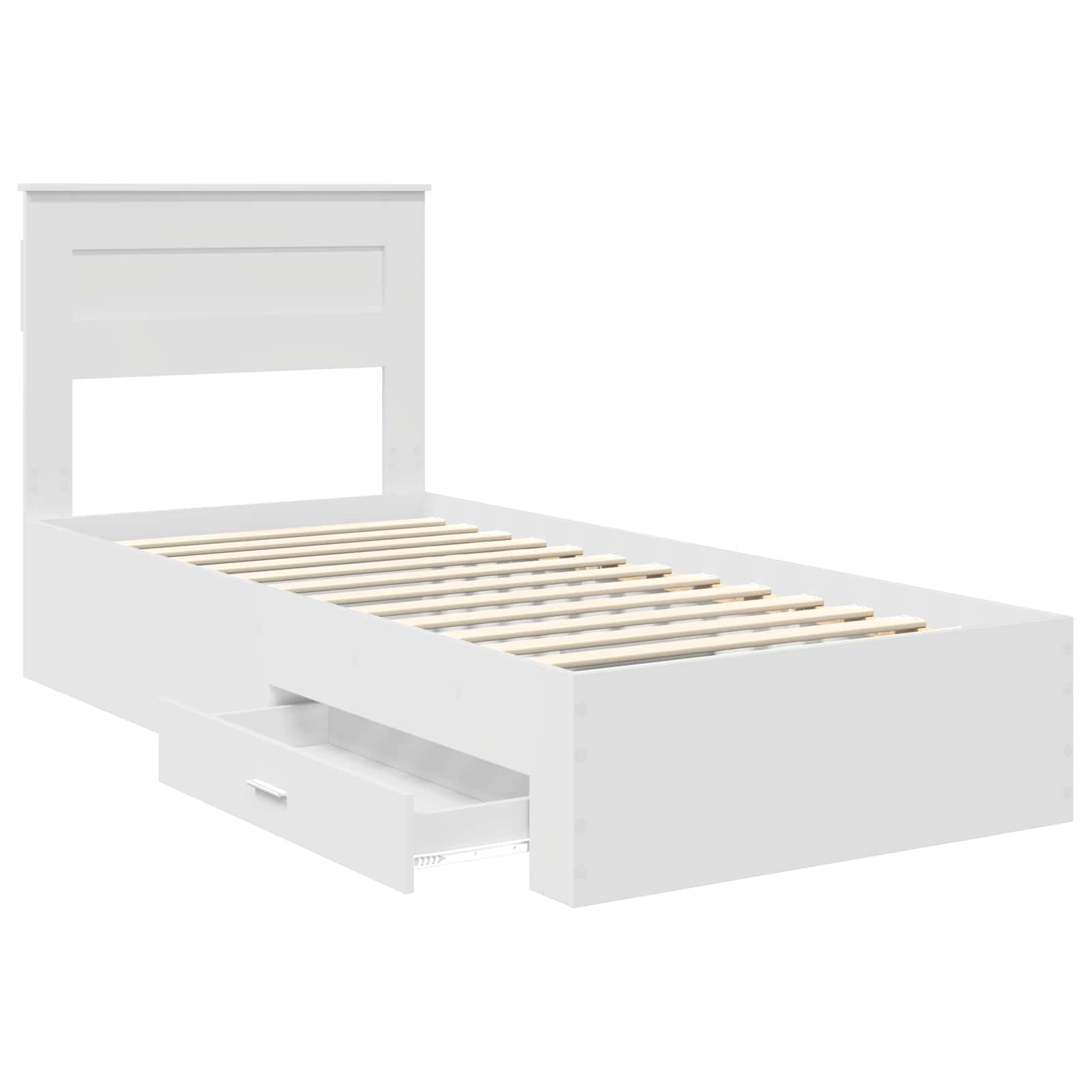 Bedframe met hoofdeinde met lade Wit 90 x 190 cm Bewerkt hout