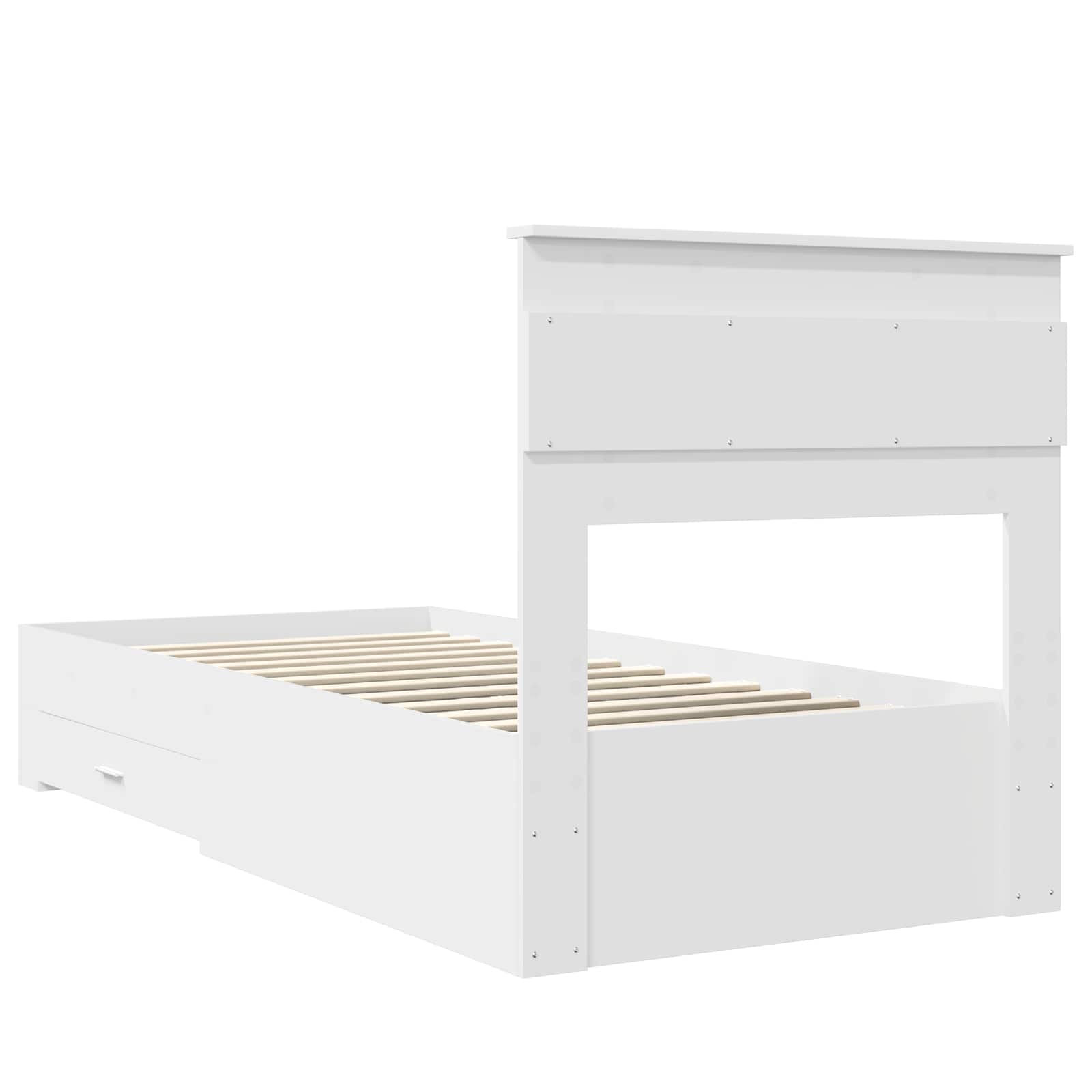 Bedframe met hoofdeinde met lade Wit 90 x 190 cm Bewerkt hout