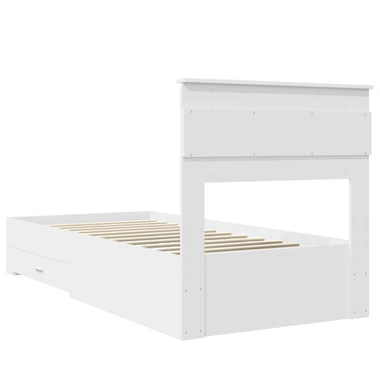 Bedframe met hoofdeinde met lade Wit 90 x 190 cm Bewerkt hout