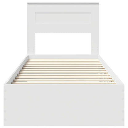Bedframe met hoofdeinde met lade Wit 90 x 190 cm Bewerkt hout