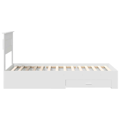 Bedframe met hoofdeinde met lade Wit 90 x 190 cm Bewerkt hout