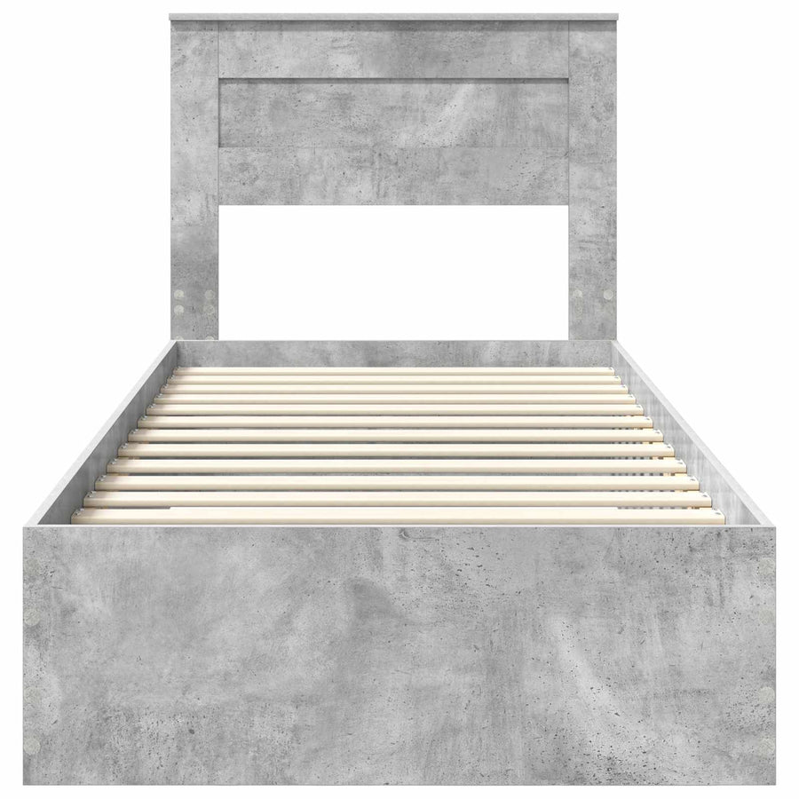 Bedframe met hoofdeinde Beton Grijs 90 x 190 cm Bewerkt hout